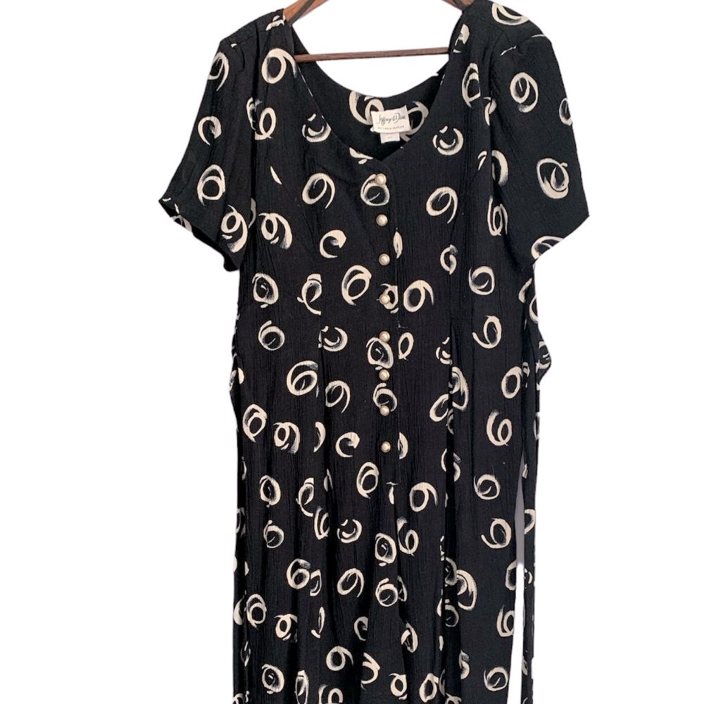 Vintage Jeffrey & Dara by Linda Hutley Black Romper with Gold and Pearl Buttons